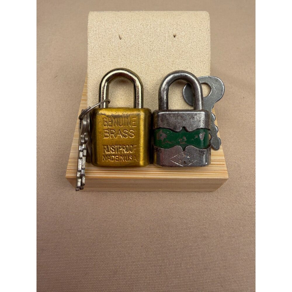 Lot of 2 Vintage Miniature Padlocks with Original Keys